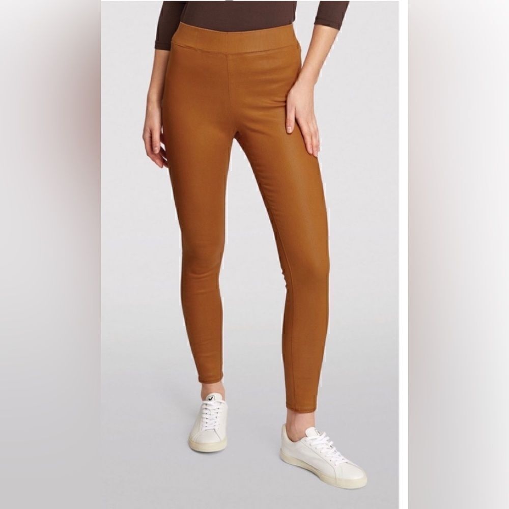 L’AGENCE coated skinny jeans in tan Rochelle high rise pull on legging. L/G - Picture 3 of 9